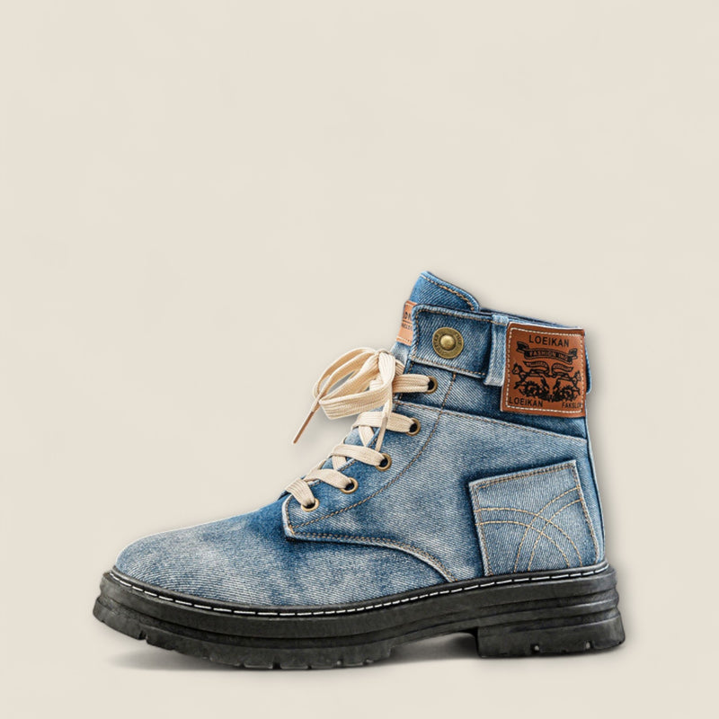 Riccardo - Sturdy Denim Lace-Up Boots