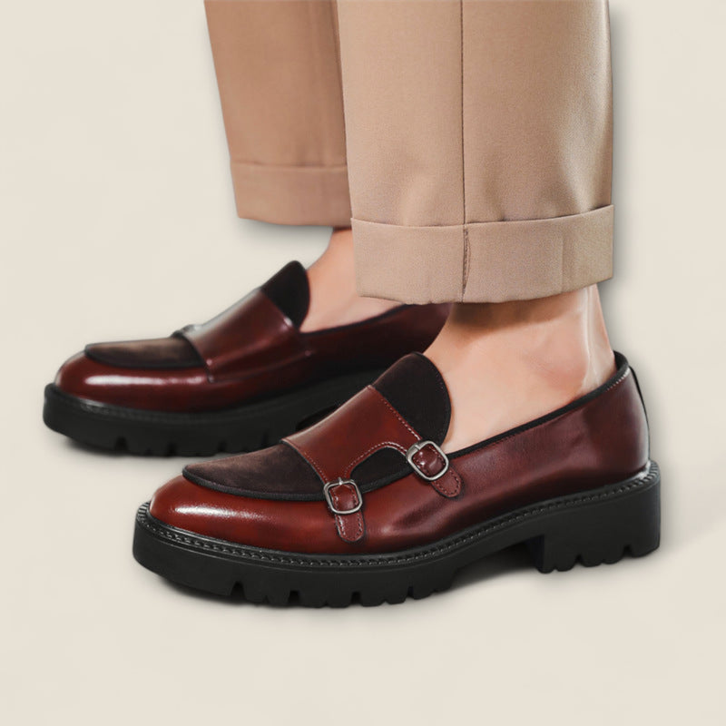 Tiziano - Leather Loafers with Dual Monk Strap