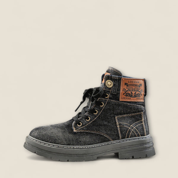 Riccardo - Sturdy Denim Lace-Up Boots