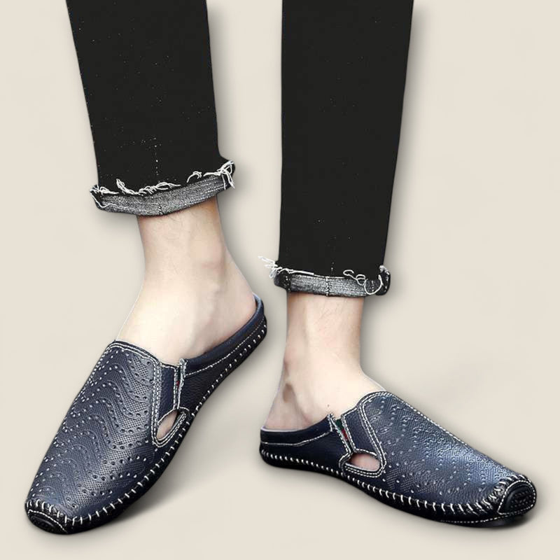 Giulio - Perforated Leather Slide Sandals
