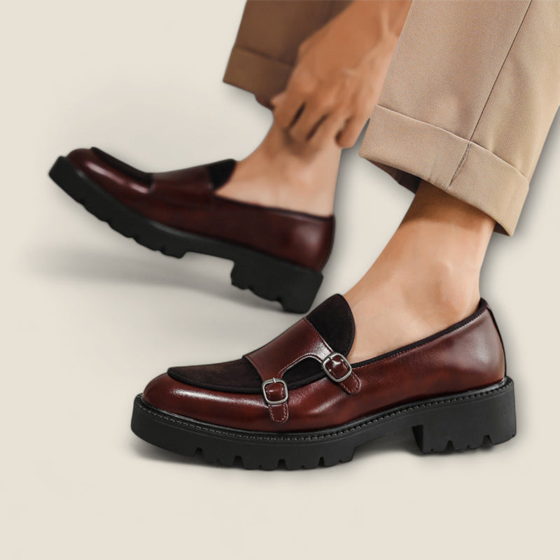 Tiziano - Leather Loafers with Dual Monk Strap
