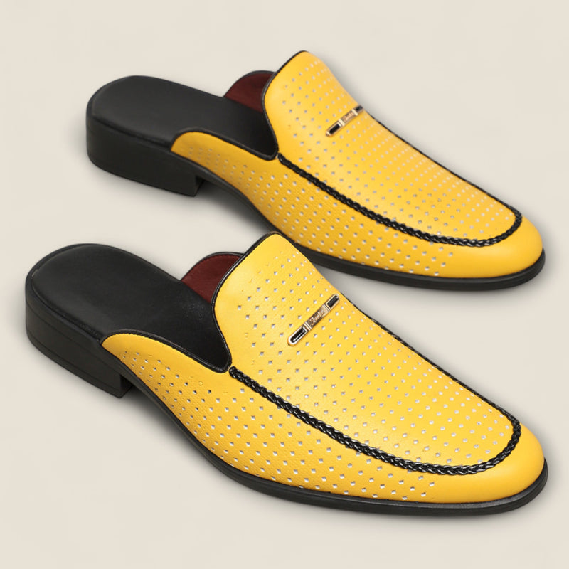 Giovanni - Perforated Leather Slip-On Mules