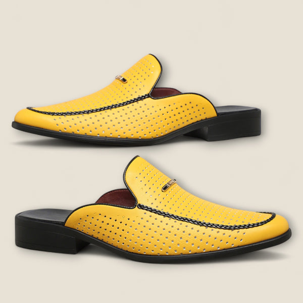 Giovanni - Perforated Leather Slip-On Mules