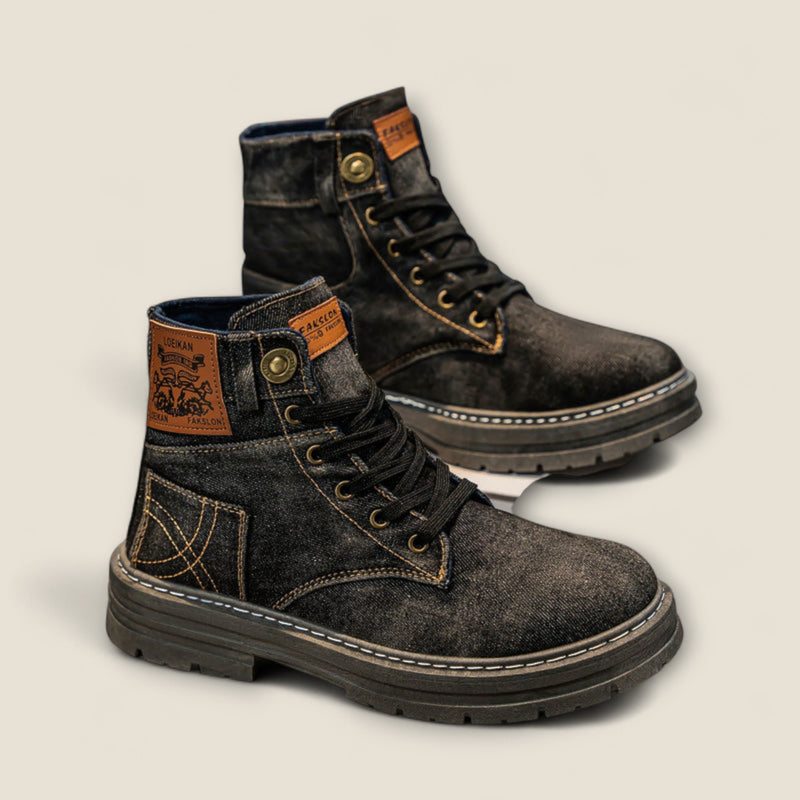 Riccardo - Sturdy Denim Lace-Up Boots