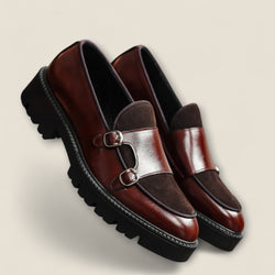 Tiziano - Leather Loafers with Dual Monk Strap