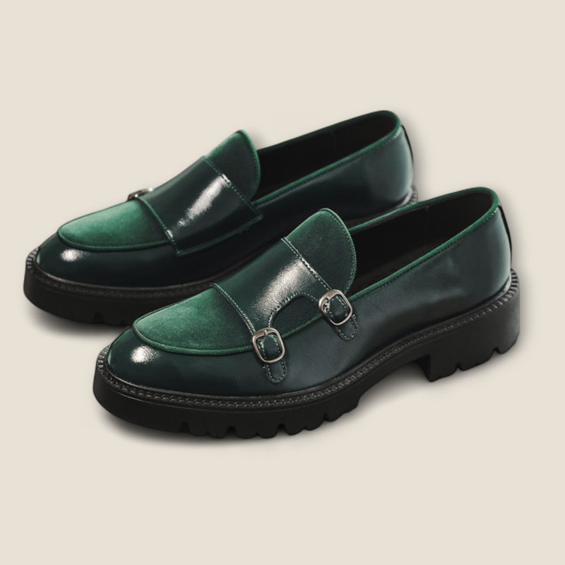 Tiziano - Leather Loafers with Dual Monk Strap