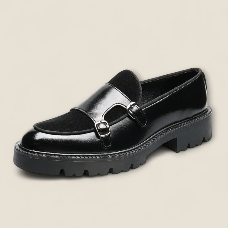 Tiziano - Leather Loafers with Dual Monk Strap