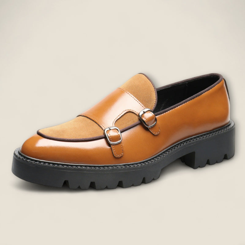 Tiziano - Leather Loafers with Dual Monk Strap