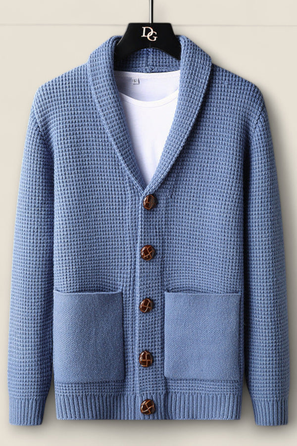 Lorenzo - Textured Waffle Knit Cardigan