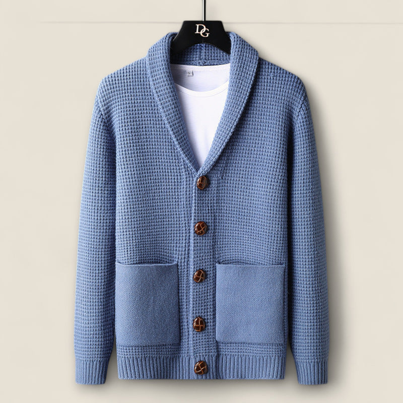 Lorenzo - Textured Waffle Knit Cardigan