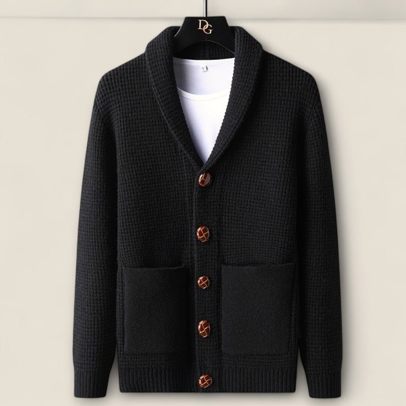 Lorenzo - Textured Waffle Knit Cardigan