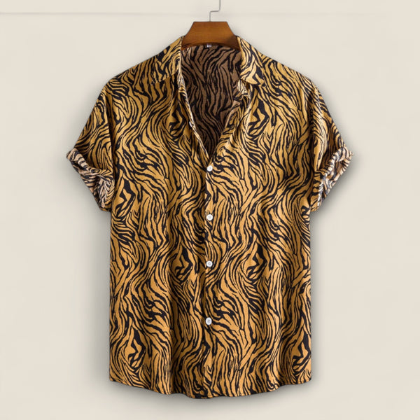 Claudio - Camp Shirt with Tiger Print