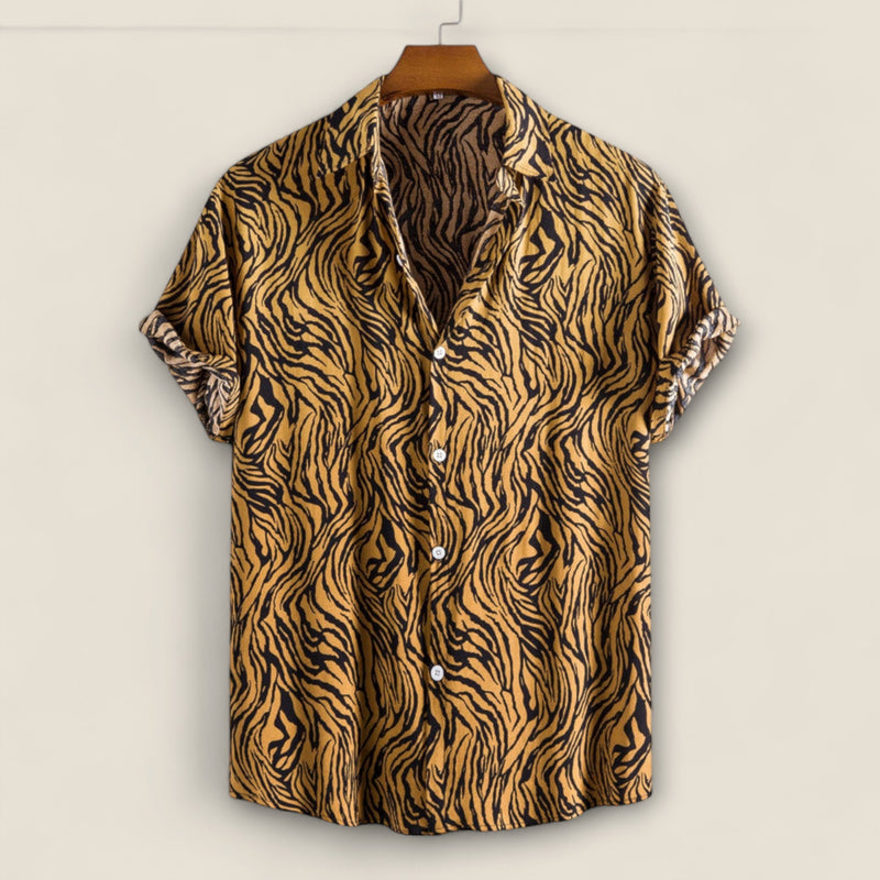 Claudio - Camp Shirt with Tiger Print