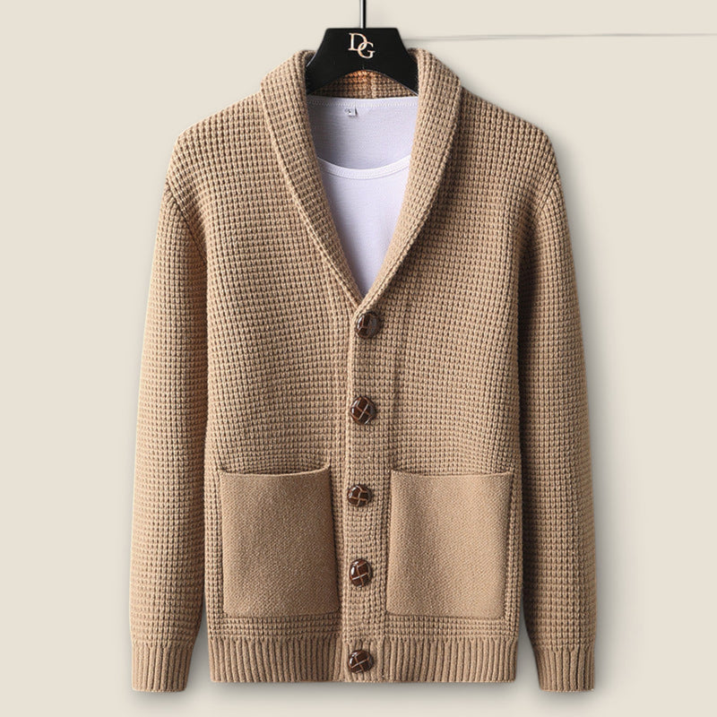 Lorenzo - Textured Waffle Knit Cardigan