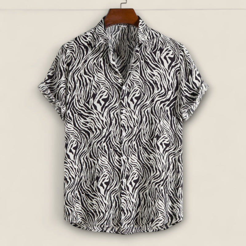 Claudio - Camp Shirt with Tiger Print