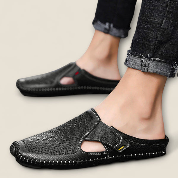 Fabio - Perforated Leather Slip-On Mules
