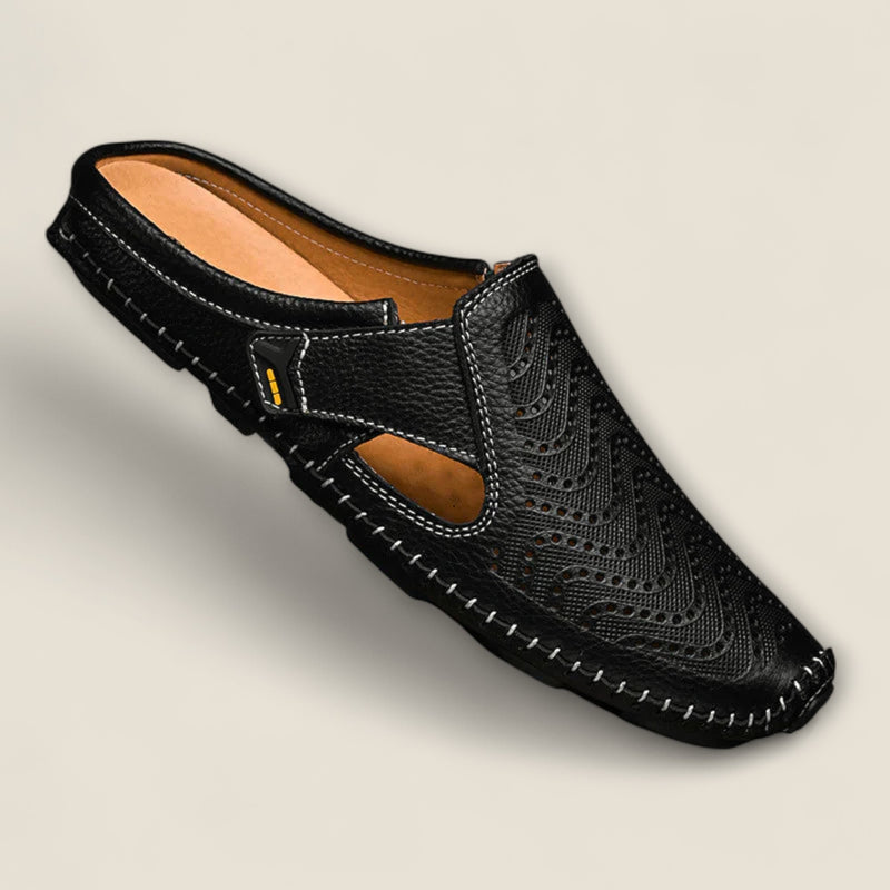 Fabio - Perforated Leather Slip-On Mules