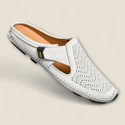 Fabio - Perforated Leather Slip-On Mules
