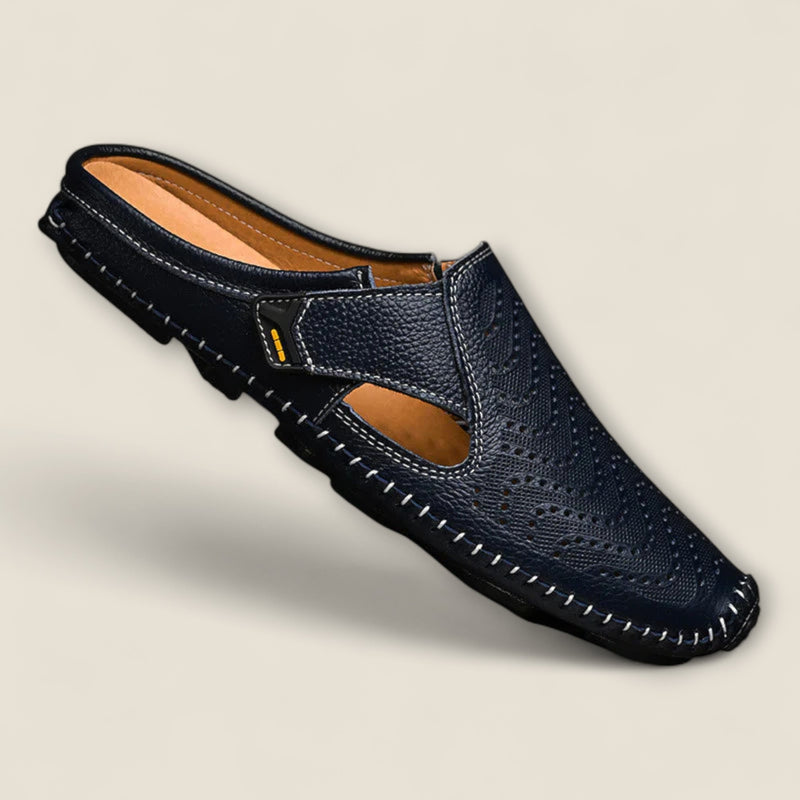 Fabio - Perforated Leather Slip-On Mules