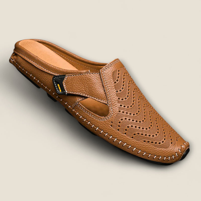 Fabio - Perforated Leather Slip-On Mules