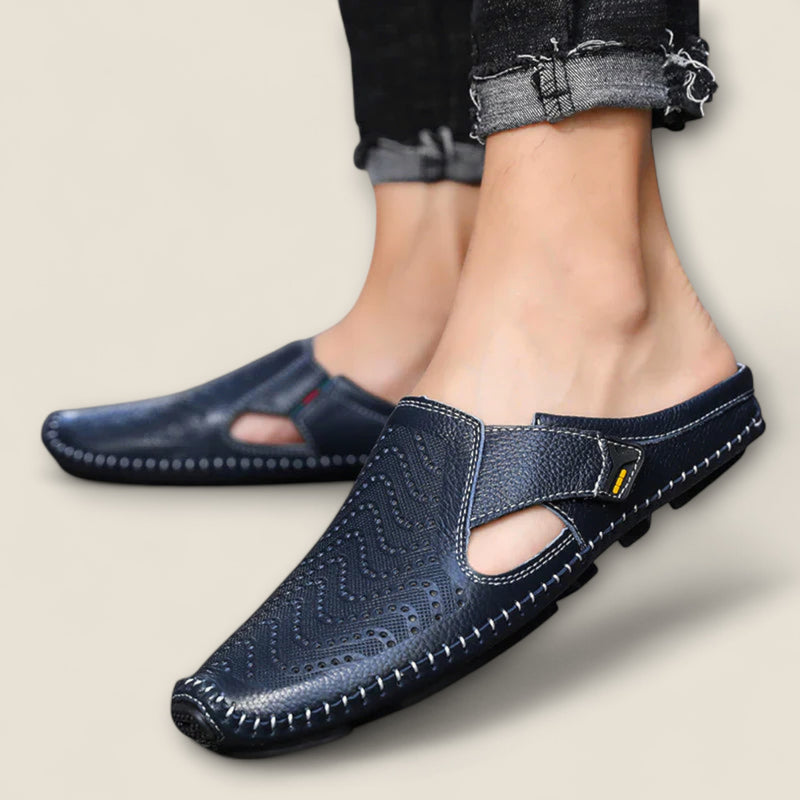 Fabio - Perforated Leather Slip-On Mules
