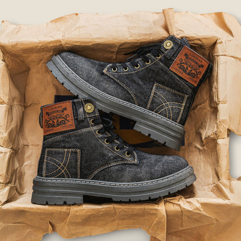 Riccardo - Sturdy Denim Lace-Up Boots