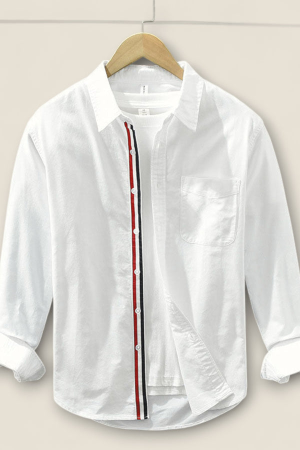 Adrien - Striped Cotton Shirt with Contrast Details