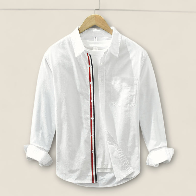 Adrien - Striped Cotton Shirt with Contrast Details