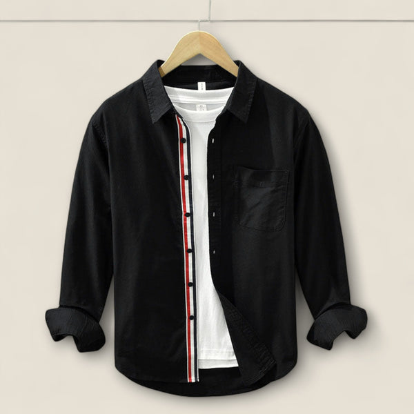 Adrien - Striped Cotton Shirt with Contrast Details