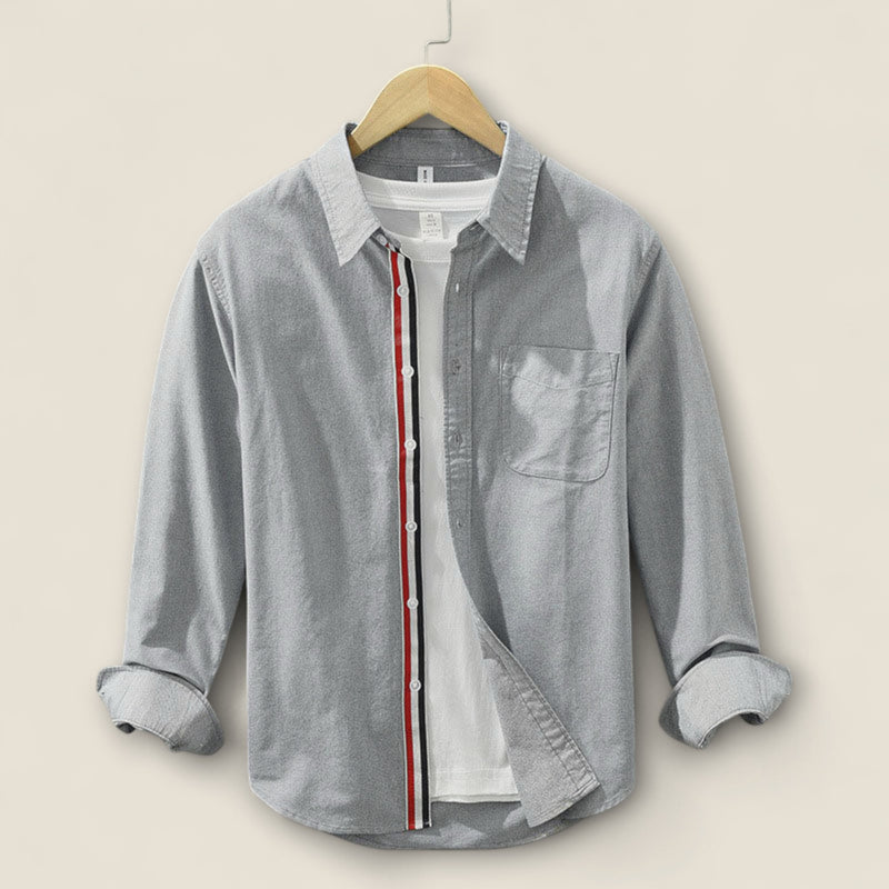Adrien - Striped Cotton Shirt with Contrast Details
