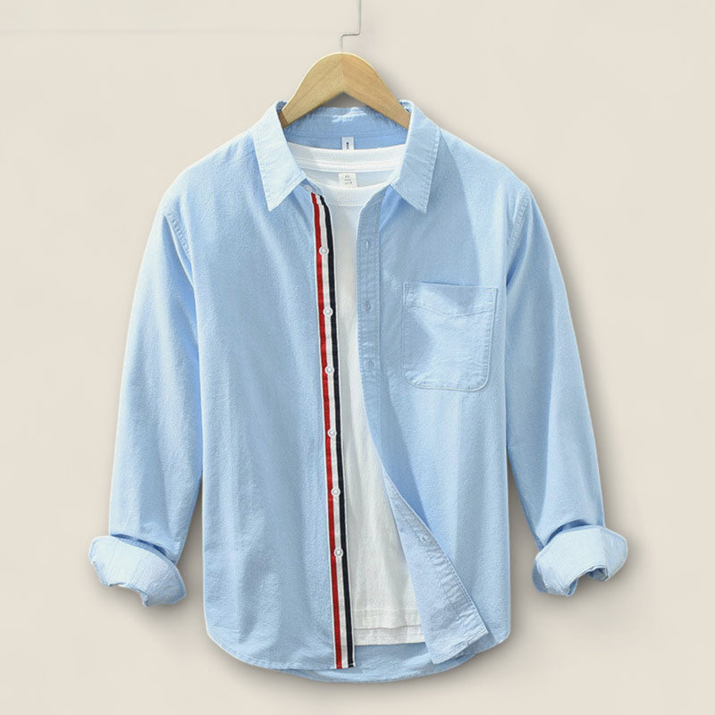 Adrien - Striped Cotton Shirt with Contrast Details