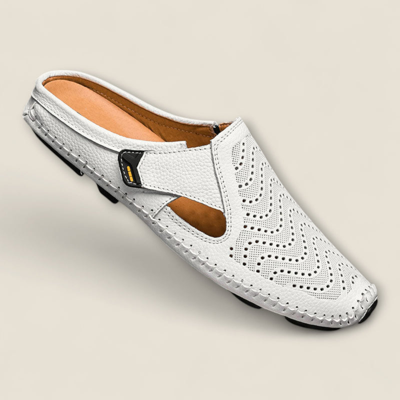 Giulio - Perforated Leather Slide Sandals