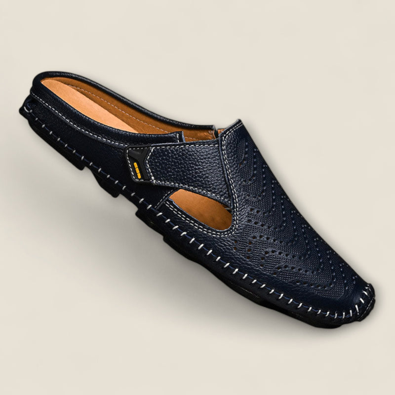 Giulio - Perforated Leather Slide Sandals