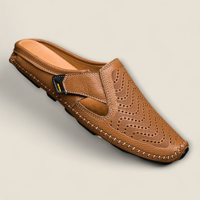 Giulio - Perforated Leather Slide Sandals