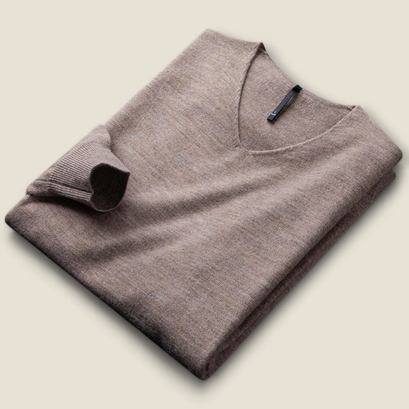 Alessio - V-Neck Sweater in Wool-Cashmere Blend