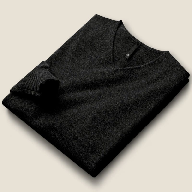 Alessio - V-Neck Sweater in Wool-Cashmere Blend