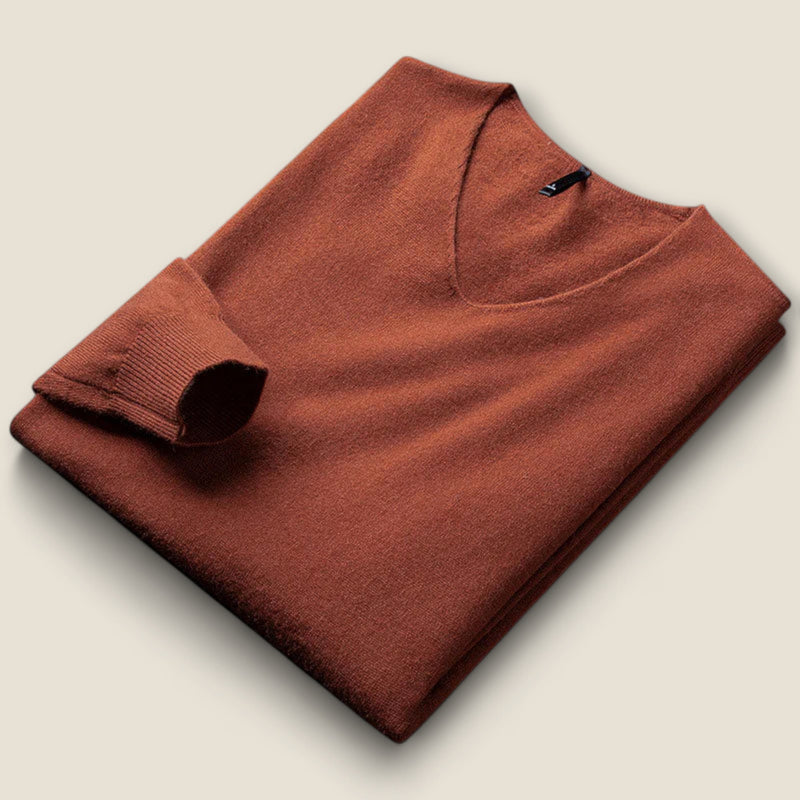 Alessio - V-Neck Sweater in Wool-Cashmere Blend