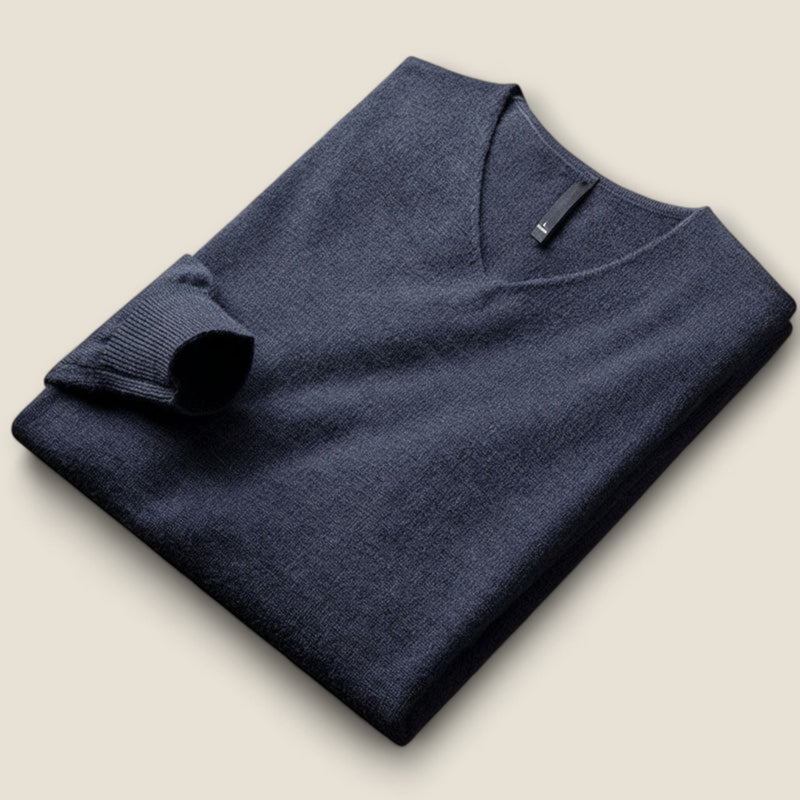 Alessio - V-Neck Sweater in Wool-Cashmere Blend
